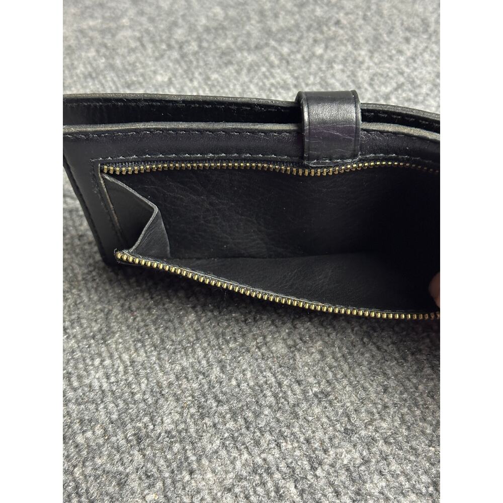 Madewell black leather Post wallet bifold tab closure sustainable 3.5x7.5 slim - Picture 6 of 9